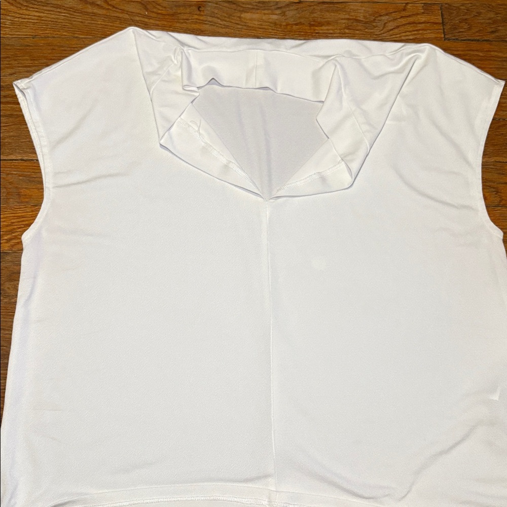 White Cowl Neck Sleeveless Top
